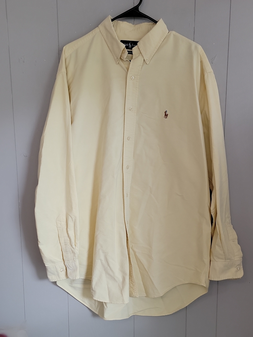 Polo Ralph Lauren Men's Shirt Size 17 34/35 Yellow Button Down Long Sleeve